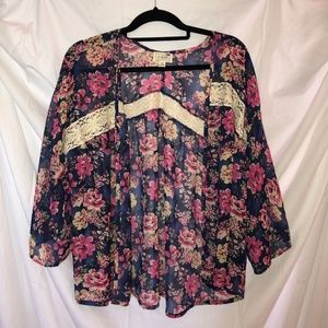 Floral Kimono with Lace